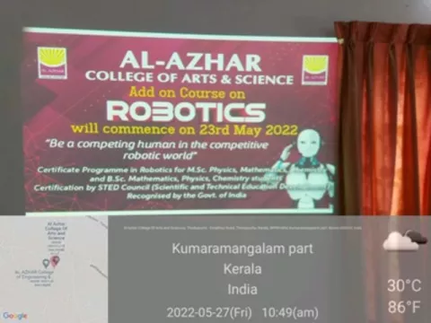 Add on course in ROBOTICS for M.Sc Mathematics,Physics and Chemistry & B.Sc Mathematics, Physics and Chemistry students